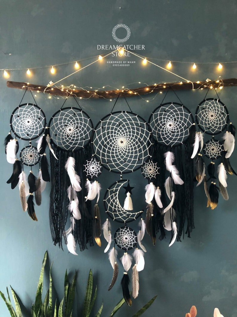 ๐ Dreamcatcher moon and stars hanging over the bed(๐Hot Sale-$100 OFF๐๏ผ