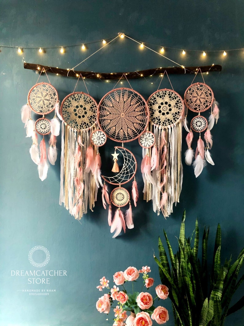 ๐ Dreamcatcher moon and stars hanging over the bed(๐Hot Sale-$100 OFF๐๏ผ