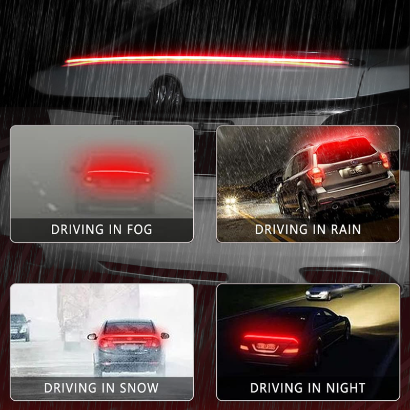 Universal Rear LED Spoiler Kit - Waterproof Car LED Strip Lights with 5 Lighting Modes & High Brightness