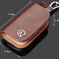 Car Logo Leather Wood Texture Car Key Case